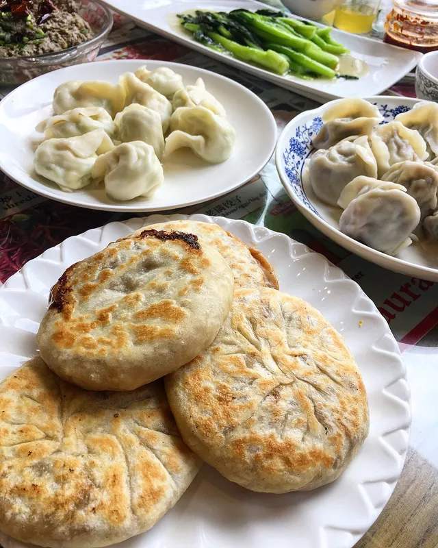 水饺豆沙馅饼